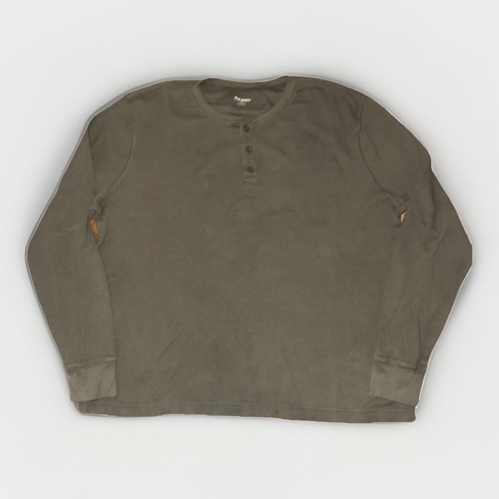 Old Navy Long Sleeve Henley Thermal Olive Green XL 25x26